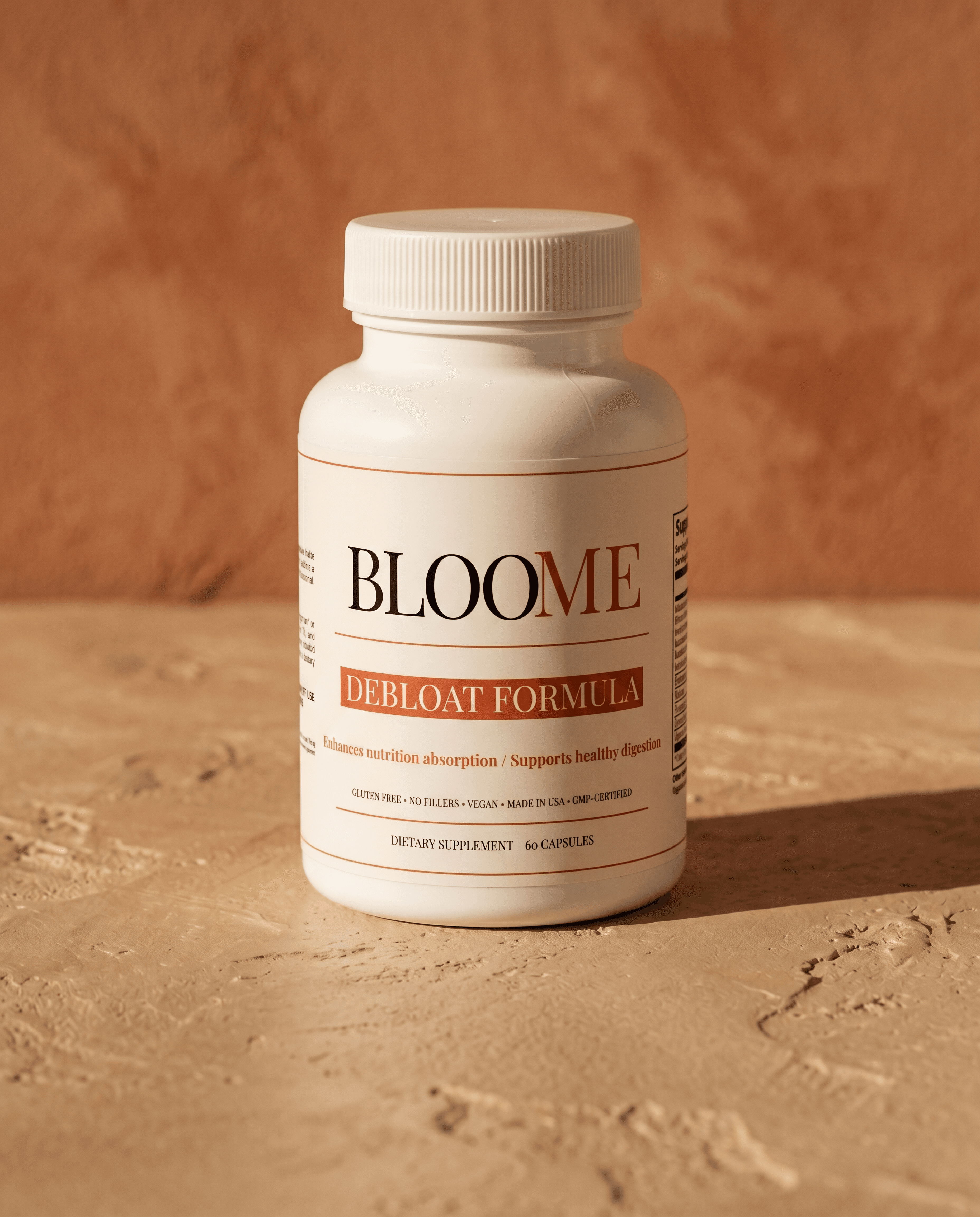 Bloome Debloat Formula in warm Mediterranean afternoon light